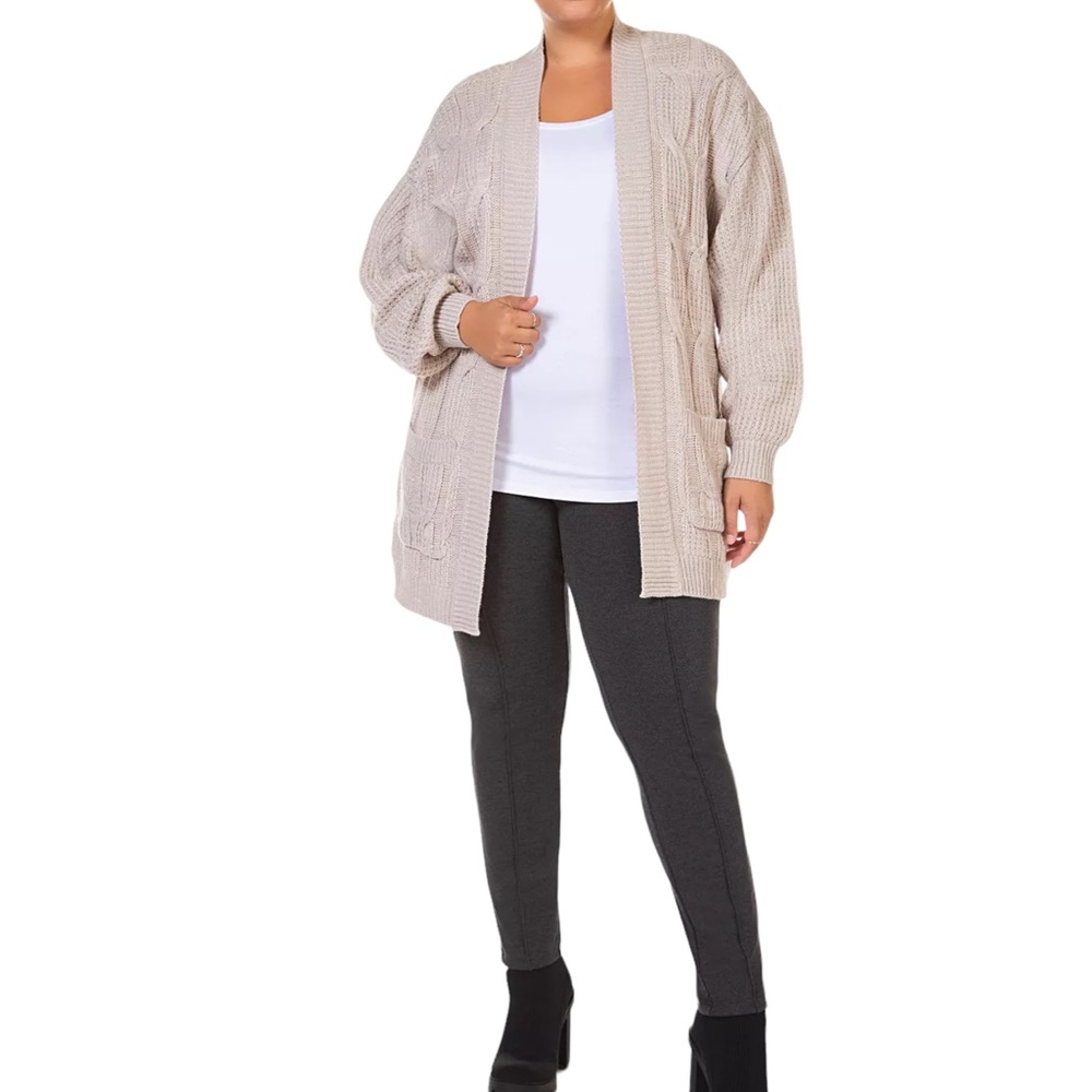 Black Tape Cable-Knit Open-Front Oversized Cardigan - Women’s Small - Picture 2 of 10